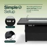Step-by-step visual of the simple assembly process for the Aluminum Propane 48" Rectangle Outdoor Fire Pit Table, featuring user-friendly hardware and clear instructions for quick and hassle-free setup, Oakville, ON. Keywords: easy fire pit setup, quick assembly fire pit table, user-friendly outdoor furniture, patio fire pit installation.