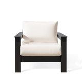 Hickory Polymer Outdoor Club Chair in black with Sunbrella® cushions, featuring a marine-grade polymer frame and slatted design.