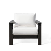 Hickory Polymer Outdoor Club Chair with Sunbrella® cushions, featuring a marine-grade polymer frame and slatted design for durability.