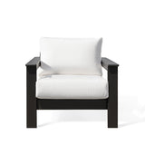 Hickory Polymer Outdoor Club Chair with Sunbrella® cushions, featuring a marine-grade polymer frame and slatted design for durability.