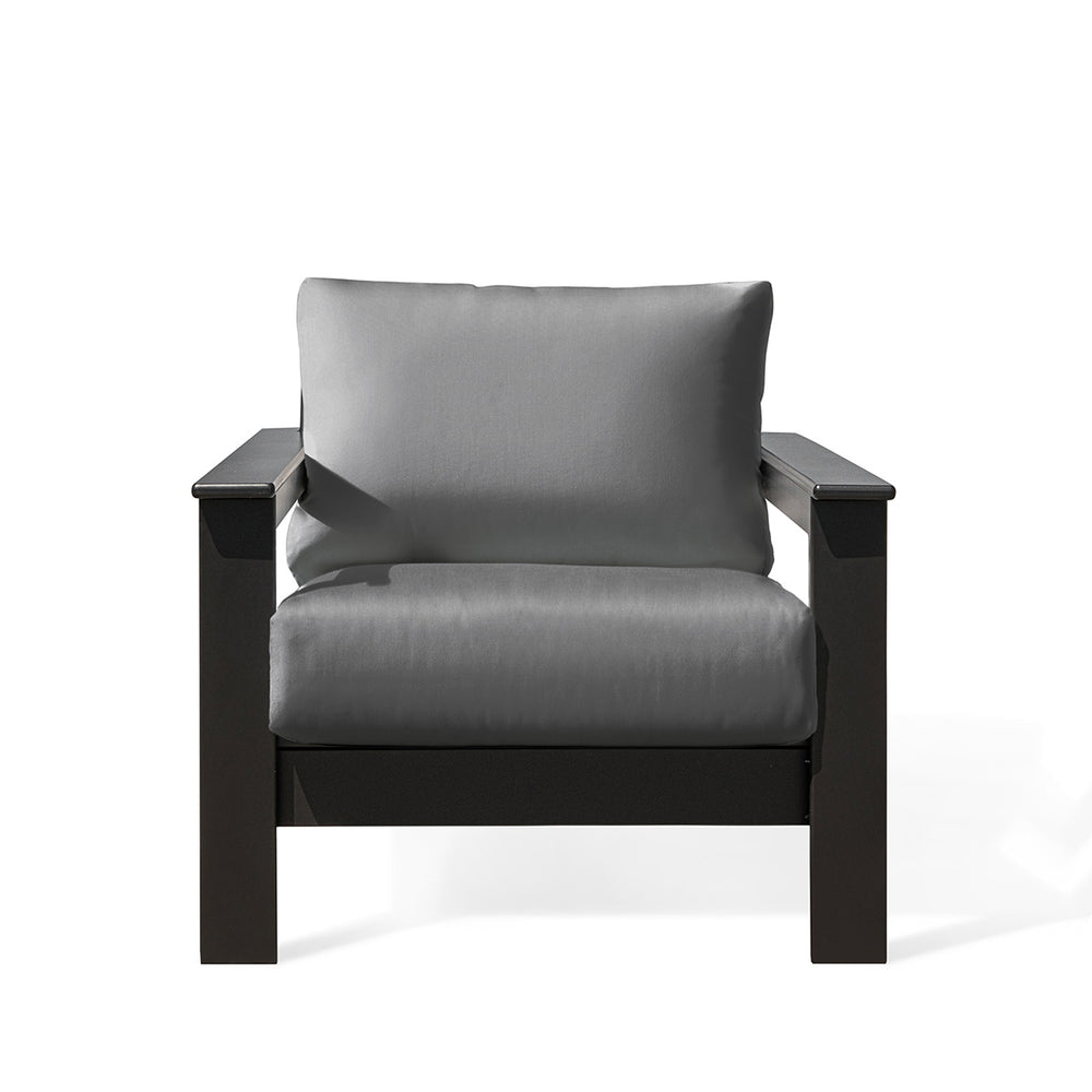 Hickory Polymer Outdoor Club Chair in black with Sunbrella® cushions, weather-resistant frame, perfect for Oakville patios.