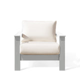 Hickory Polymer Outdoor Club Chair in white with Sunbrella® cushions, weather-resistant frame, perfect for Oakville patios.