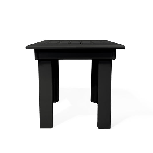 Hickory Polymer Outdoor End Table in black with slatted frame, weather-resistant, perfect for Oakville outdoor spaces.
