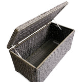 Overhead view of the Laguna Point coffee table with open lid, revealing spacious storage inside and soft-close hinge mechanism