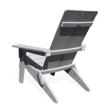 Back view of the gray Adirondack folding chair, showcasing the extra-tall 2-panel backrest and ergonomic design.