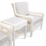 Close-up of Park Meadows 3-Piece Wicker Outdoor Bistro Set, featuring a table and chairs with white cream finish, perfect for outdoor spaces in Oakville.