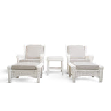 Park Meadows 5-Piece Wicker Swivel Chair Bistro Set with 2 Swivel Gliders, 2 Ottomans, and End Table in Oakville.