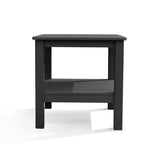 Polymer Outdoor End Table with shelf in black, featuring a wood grain finish, recycled plastic construction, and sturdy design, Oakville, ON.