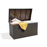 Dark Brown Outdoor Wicker Storage Box