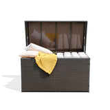 Dark Brown Outdoor Wicker Storage Box