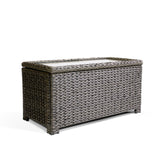 Overhead view of the Laguna Point coffee table with open lid, revealing spacious storage inside and soft-close hinge mechanism