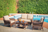 Colossal 4-Piece Wicker Conversational Set with Sunbrella® cushions, 2 club chairs, 1 loveseat, and coffee table. Compact design, Cooksville